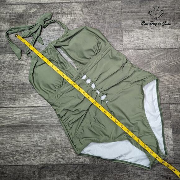 Charmo V Neck One Piece Swimsuit Size L - Picture 2 of 5